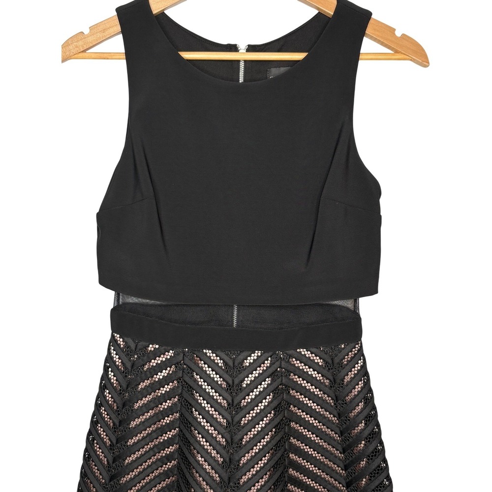 Betsy & Adam Black Sheer Illusion Mesh Party Fit & Flare‎ Dress Cocktail Size 4 - Picture 5 of 11